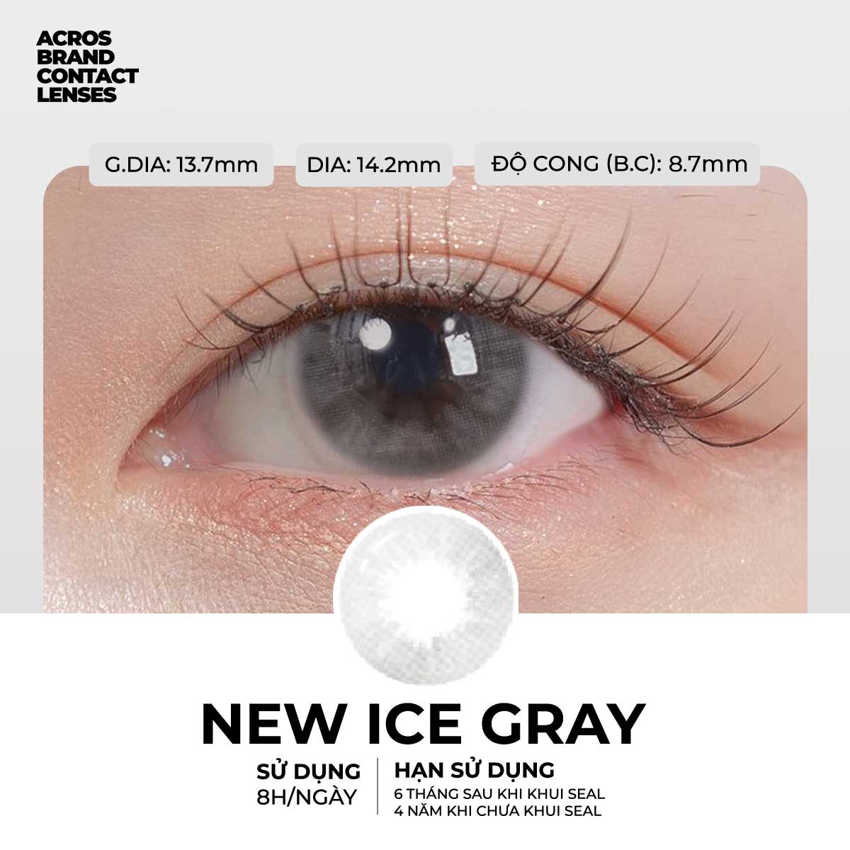 New Ice Gray | Kính áp tròng ACROS cho người cận thị - an toàn, tự ...